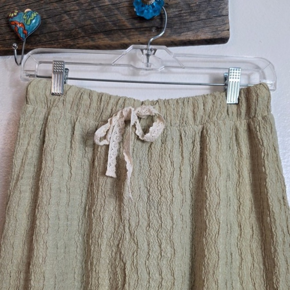 Fantastic Fawn Wide Leg Pants Women Size S Green Plaid Lace Patchwork Cool Girl - Picture 10 of 16